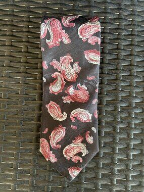Rich Paisley Swirl Black Burgundy Elegant Evening Statement Necktie